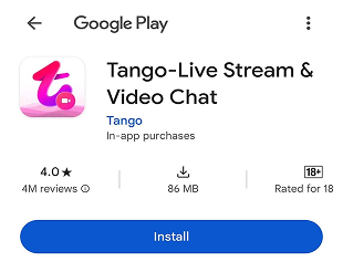 Tango live app download using the agency link