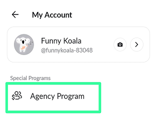 Choose agency program option